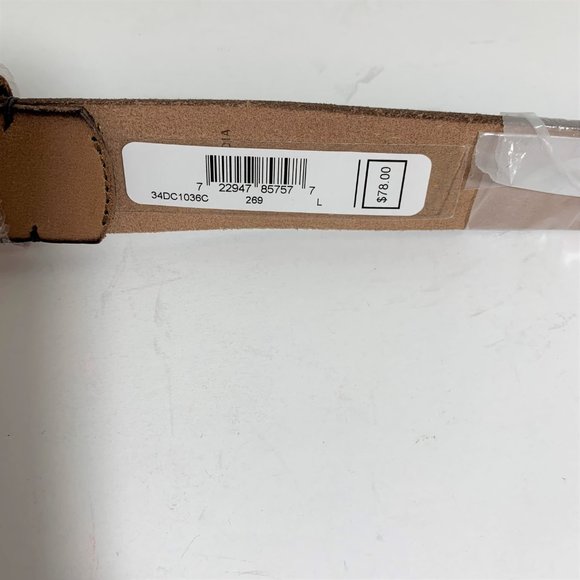 Frye Embellished Leather Buckle Belt Tan Gold Size Large NEW